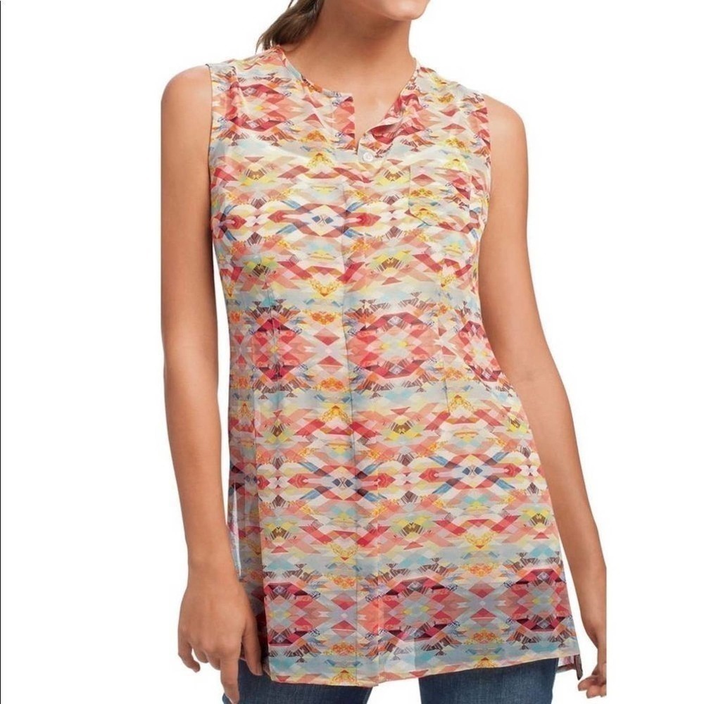 CABI Sheer Multicolored Tank Tunic Size Small